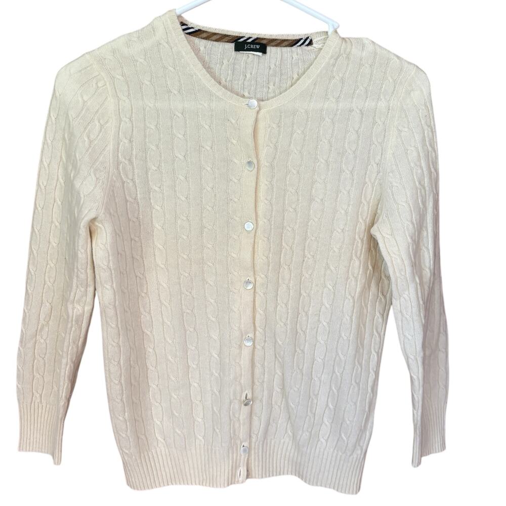 J. Crew Cream Cable Knit Cardigan
